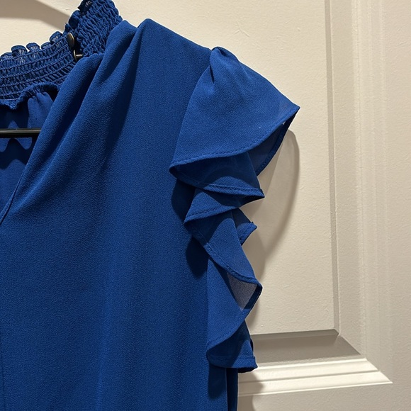 1 State Dress XS Blue Ruffle sleeves skirt collar - Picture 12 of 15